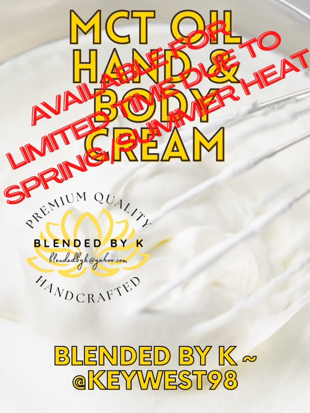 MCT Oil Hand & Body Cream ~ 10 oz ~ LIMITED AVAIL DUE TO HEAT